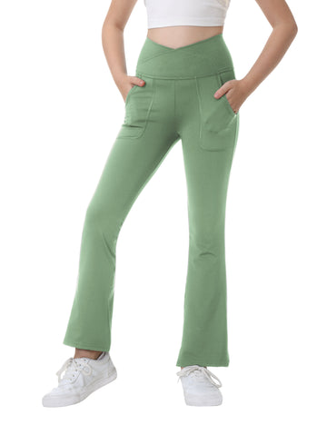 Girls Flare Leggings Casual Bell Bottom Trousers